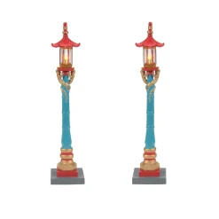 Christmas In The City Series*Department 56 Chinatown Post Lamps S/2
