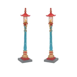 Christmas In The City Series*Department 56 Chinatown Post Lamps S/2