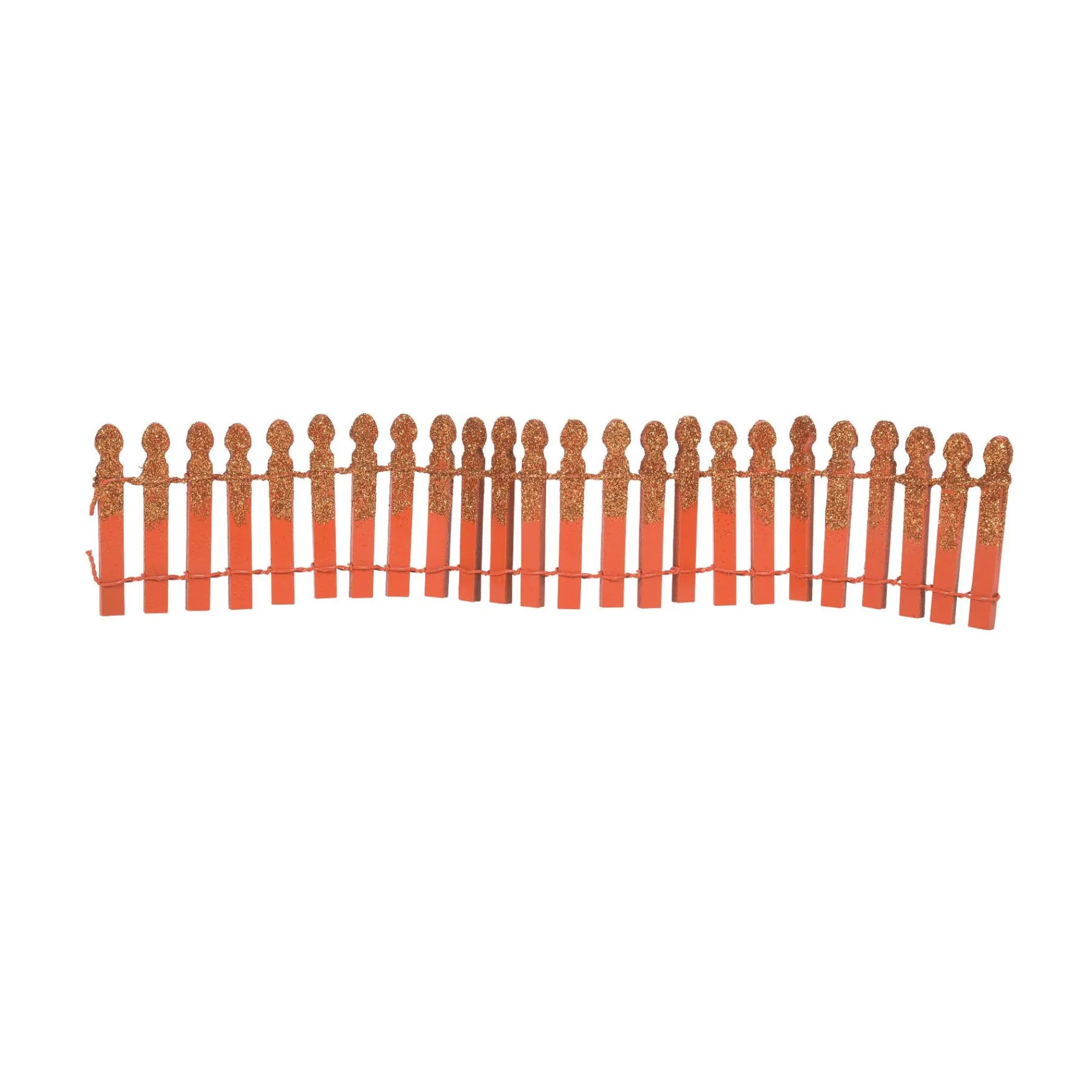 Halloween Village Accessories*Department 56 Pumpkin Orange Glitter Fence