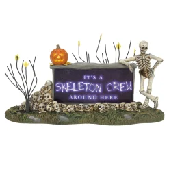 Halloween Village Accessories*Department 56 We're A Skeleton Crew Sign